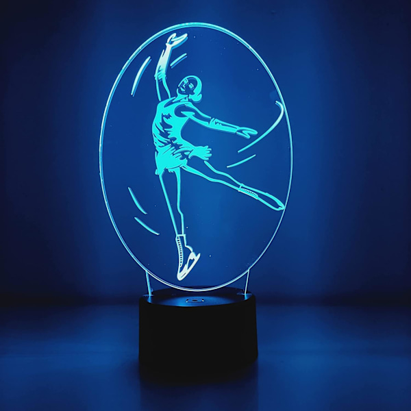 3D Kvinders Skøjteløb Fjernbetjening 16 Farve Natlys Illusion Akryl LED Bord Sengelampe Børneværelse Skrivebords Dekoration Fødselsdagsgaver til Børn