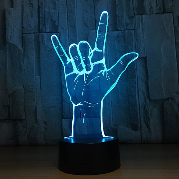 3D Optisk Illusion Jeg Elsker Dig Tegnsprog LED Hologram Natlys USB Drevet Romantisk Valentinsdag Fest Dekoration