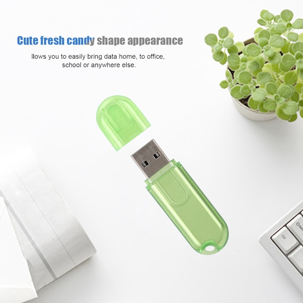 32G Mini bærbar slikform USB-disk til Windows Vista/7/10/Mac Grøn