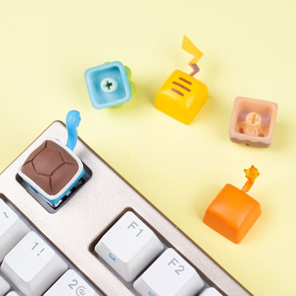 Gaming Keycaps Universal Söta Cartoon Form Resin Keycap för Mekaniska Tangentbord Blå Squirtle