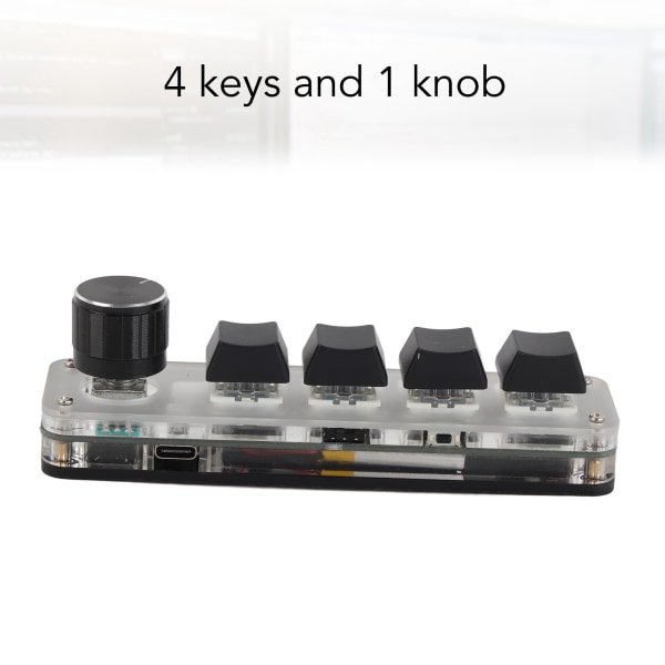 Minitastatur 4 taster 1 knott USB eller BT Blue Switch Plug and Play Programmerbart tastatur med bakgrunnsbelyst for gaming Office Media