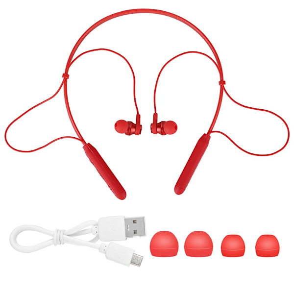 Sports Stereo Bluetooth Trådlösa Nackhängande Headset Brusreducerande HD Musik Hörlurar Röd