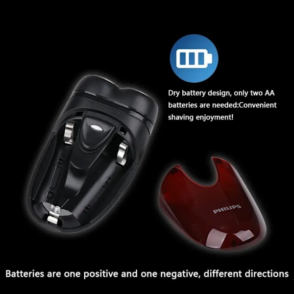 Elektrisk barbermaskin 2*AA Batteritype Økonomisk Mini Menn Bærbar Rask Barberhøvel Dobbel Kutterhode Skjeggtrimmer