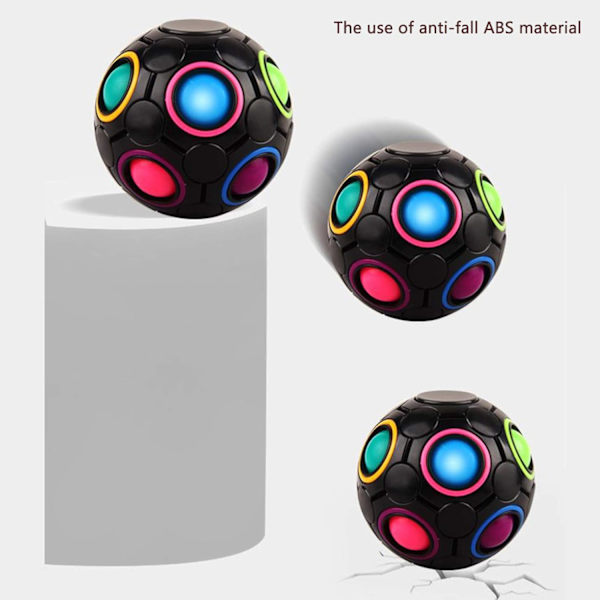 Roterende Stress Rainbow Ball Infinity Relief Spinner Fidget Toy til voksne og børn - pædagogisk magisk terningpuslespil (sort)