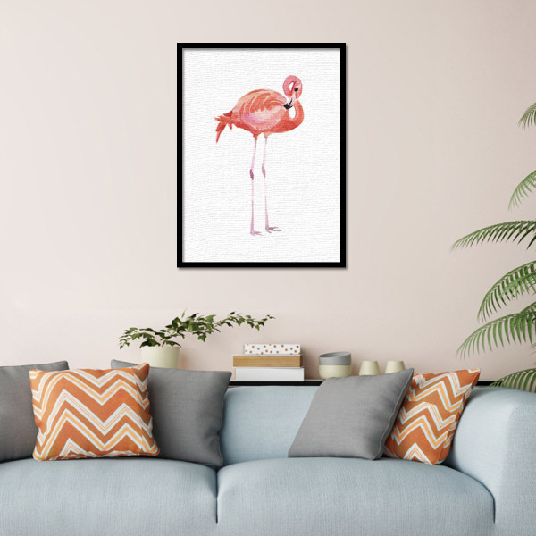 Wekity Flamingo Väggkonst Canvas Tryck Affisch, Enkelt Mode Vattenfärg Konst Ritning Dekor för Hem Vardagsrum Sovrum Kontor och Barnrum (S