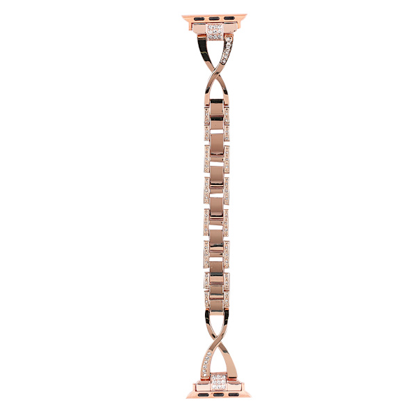 Korsformad metallgraverad diamantprydd ersättningsklockarmband för iWatch 1/2/3/4 roséguld