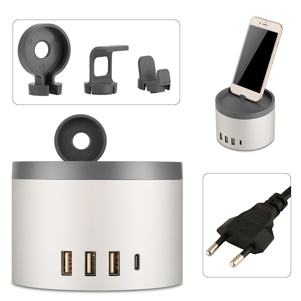 4 USB-porttia ja 1 Type C -latausasema telineellä, 2,4 A lähtö