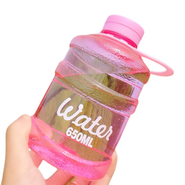Mini liten ren bøttekopp Plast vannkopp vann [Transparent rosa] 650 ml Enkel kopp + kopp børste