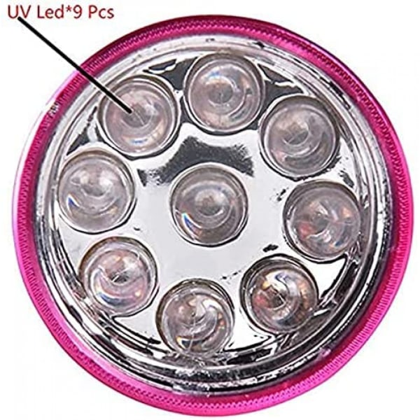 AVEKI 9 LED Liten Glow Nagellampa, Mini UV Nagel Torktumlare för Gel Naglar Polish, Bärbar Ficklampa för Nagelkonst Rosa