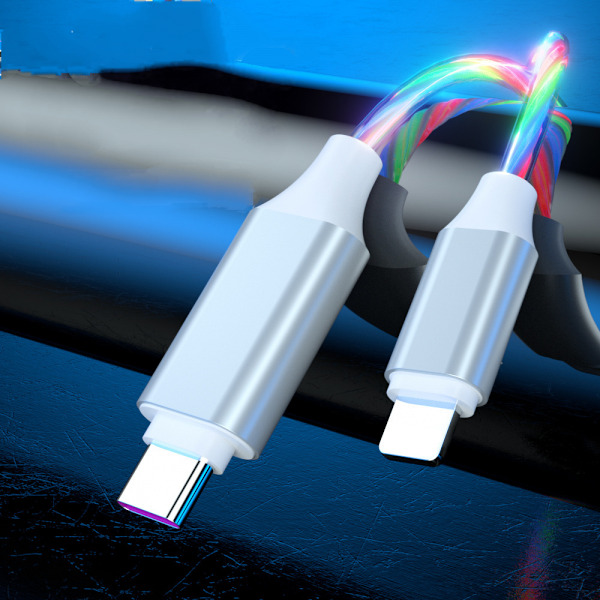 iPhone-laddare, 3ft LED RGB-ljus, gradvis USB till Lightning snabbladdningskabel, stark koppartråd, flätad datasynkroniseringssladd
