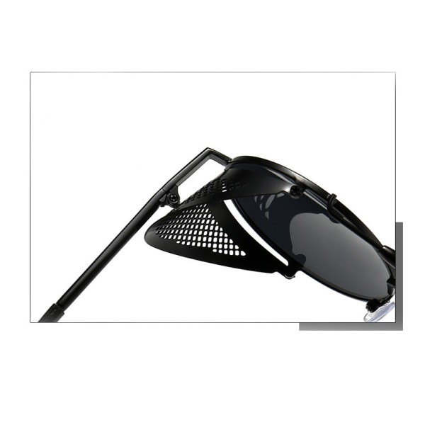 Steam Punk Solbriller til Mænd og Kvinder Side Shield Runde Steampunk Vintage Briller Shades