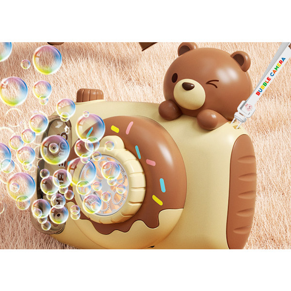 Eagle Stone Påskhare Bubbelmaskin, Barnkamera bubbelmaskin, automatisk bubbelmaskin med ljus, band, 2 bubbelvatten brown