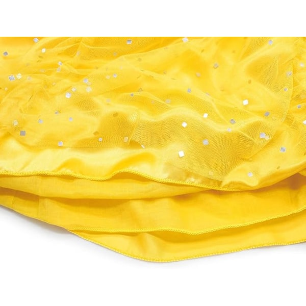 AmzBarley Prinsesse Belle Udklædning til Piger Belle Kostume Børn World Book Day Fest Cosplay Fancy Dress 140CM