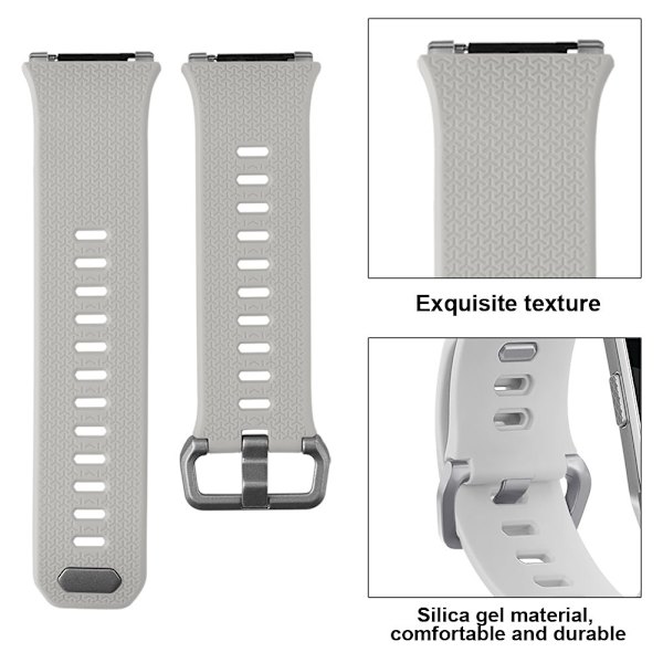 Silikonarmband för smartklocka, ersättning för Fibit Ionic (vit, stor)