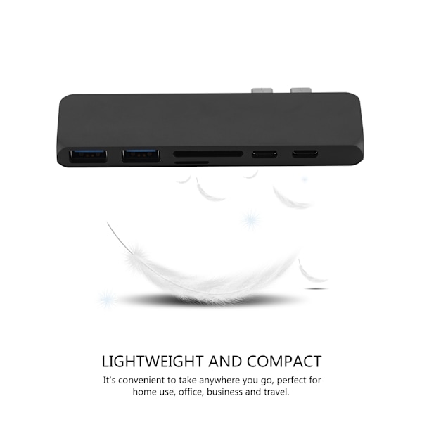 Kaksois Type-C-keskitin HDMI-liitäntään, USB3.0-porttiin, yhdistelmäkortinlukijaan, sovitinkorttipaikkaan MacBook Prolle, harmaa