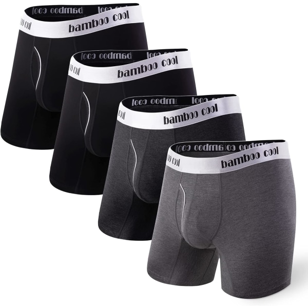 Mjuka och andningsbara boxershorts för män (4 eller 7-pack) BLACK Gray Gray2 XL