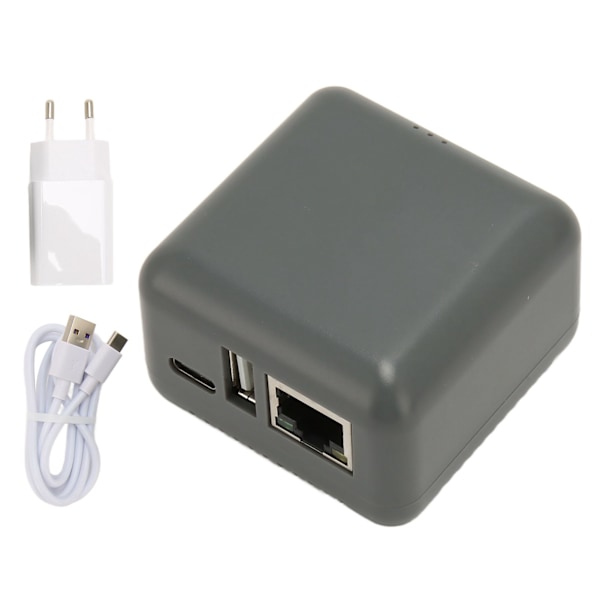 Nettverks USB 2.0-skriverserver RJ45-nettverksport Flerbrukerdeling LAN-skriverserveradapter for Windows for Android 100‑240V EU-plugg