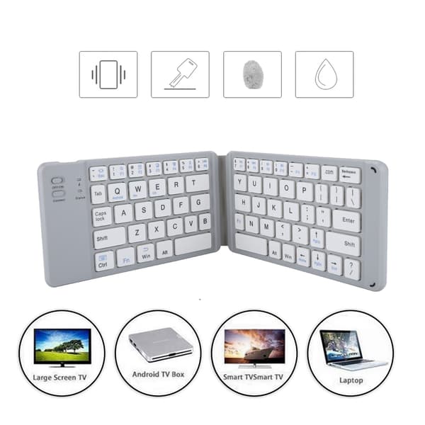 Bærbar F68 Universal Foldbar Bluetooth Trådløst Tastatur til iOS til Android til Windows Grå