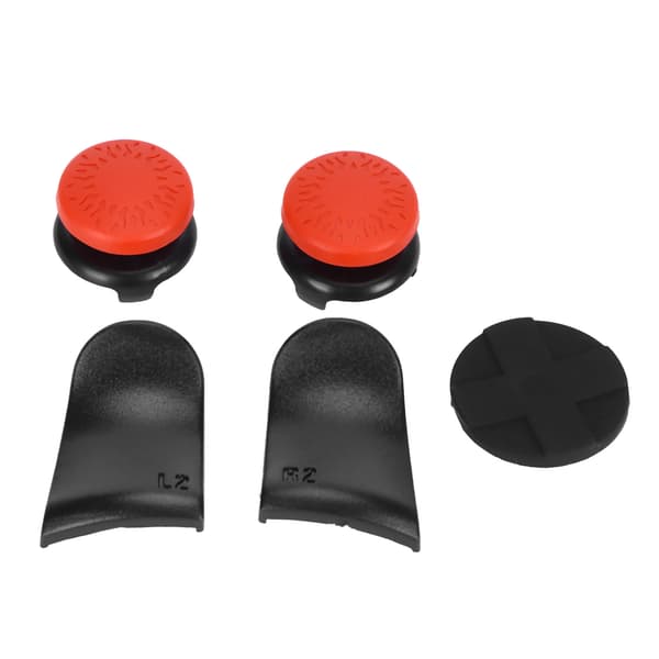 5-i-1 tommelfingergreb, nøglehætte, joystickdæksel, L2 R2-aftrækkerforlænger til PS5-controller, rød
