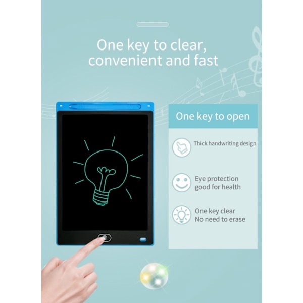 LCD-kirjoitustaulu 12 tuuman taaperon piirustustaulu, värikäs piirustustaulu, pyyhittävät elektroniset maalausalustat, opetus- ja oppimislelu lapsille 2 3