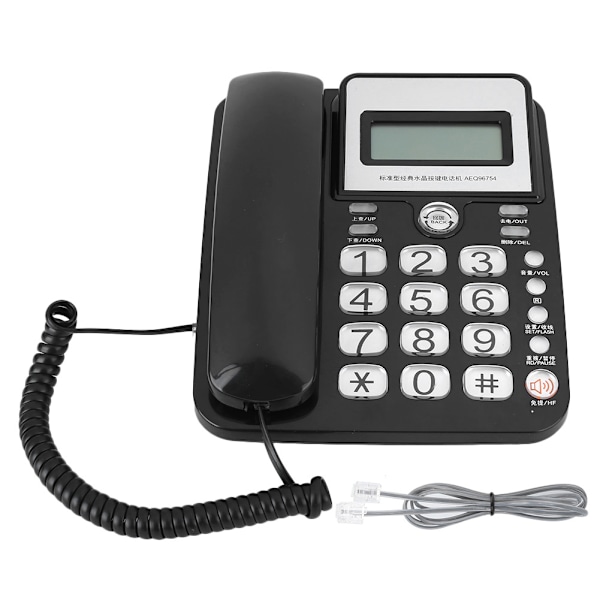 Black Desktop Phone Fixed Landline Phone Wire Telephone for Home Office Hotel Buisness