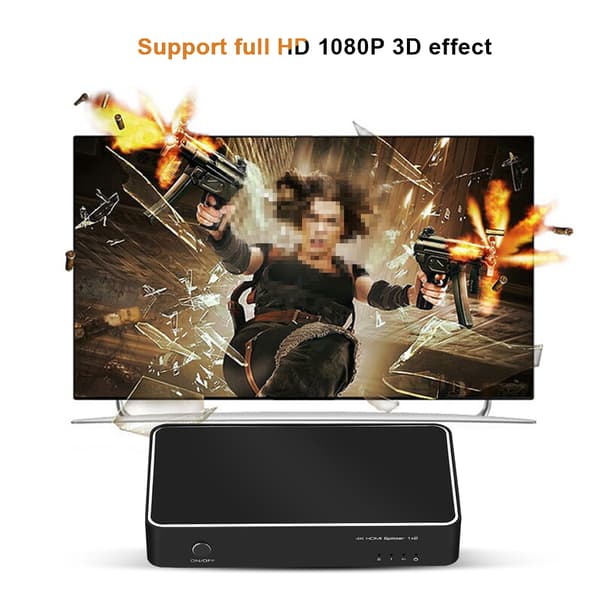 1 x 2 4K x 2K UHD 3D HDMI1.4a Splitter 1 In 2 Out Splitters med strømadapter