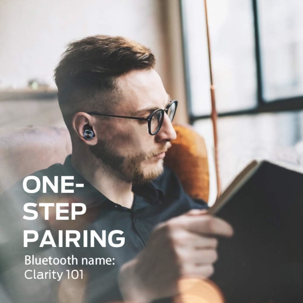 Clarity 101 AirLinks Trådlösa Öronproppar, Bluetooth 5.0 In-Ear-hörlurar med Laddningsfodral, Stereo Hörlurar Deep Bass Ljud, IPX5 Vattentät, Inbyggd- Silver