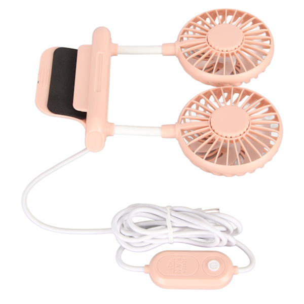 Monitor Fan 2 Hoveder 3 Hastighedstilstande 6,6ft USB-kabel Lydløs Pladsbesparende Clip On Computer Fan til Familie Kontor Pink