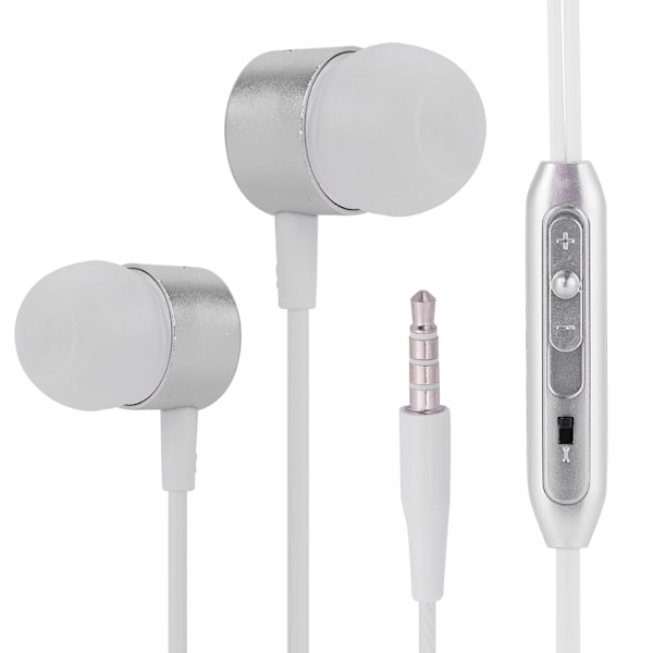 Metall Super Bass Stereo In-Ear Hodetelefoner Sport Håndfri Headset med Mikrofon (Hvit)