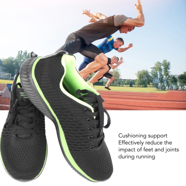Herr Sneakers Mesh Andas Lättvikt Dämpning Anti Slip Casual Sport Gym Jogging Walking Running Svart Grön 42