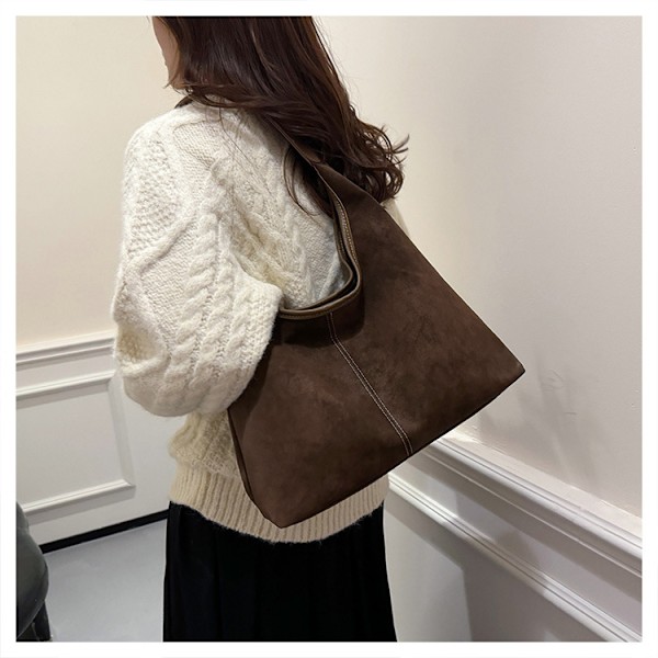 Nye efterårs- og vintertasker med stor kapacitet, alsidig skuldertaske, retro frostet spandtaske