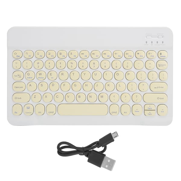 Trådløst Bluetooth-tastatur til tablet, smartphone, computertilbehør, rund hætte, 10 tommer, gul