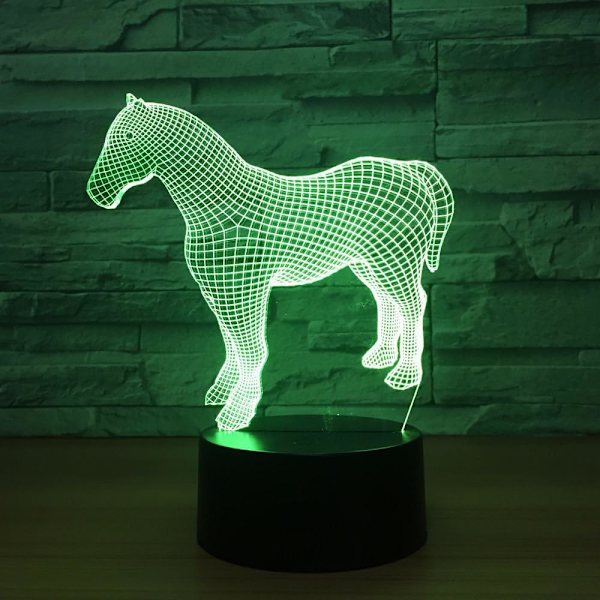 Häst 3D Nattlampa Färgglad Touch Touch Kreativ Gåva 3D Ljusarmaturer Födelsedagspresent för Baby Rum Ljus 7 Färger