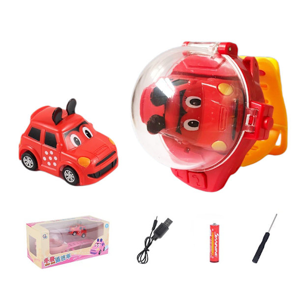 (1 Pakke) Bilklokkeleke Elektrisk Barneracing Fjernkontrollbil Bilklokke (Rød Mini (Oppladbar Versjon + 7. Batteri + Skrutrekker))