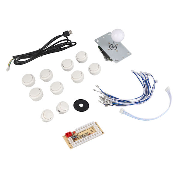 Arkadspel DIY-delar kit Zero Delay USB-kodare JoyStick-knapp för Mame-spel (vit)