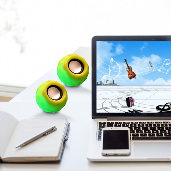Pustende lyshøyttaler høyttalerboks stemmelydboks for iPad datamaskiner stasjonære PC gul