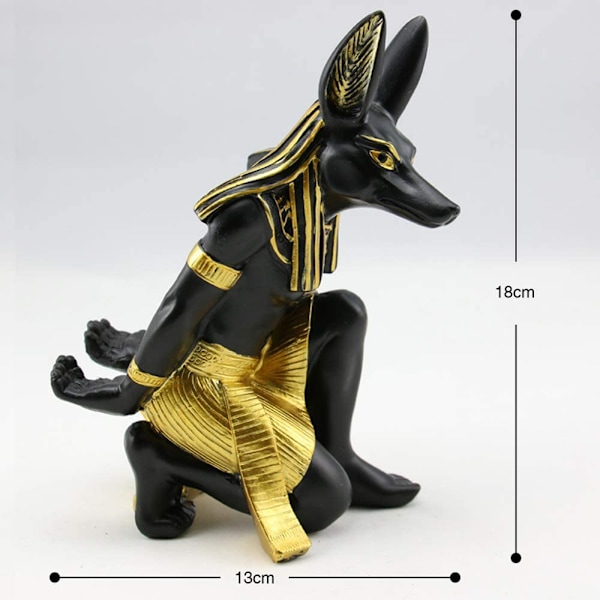Hjemmeindretning Ornament Figur Figur Kreativ Vinstativ Møbler Anubis Gud Harpiks Retro Ornamenter til Kontorbord, 13 * 18Cm
