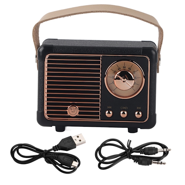 Mini Bluetooth Langaton Retro Kaiutin Kannettava Subwoofer Musiikkisoitin (musta)