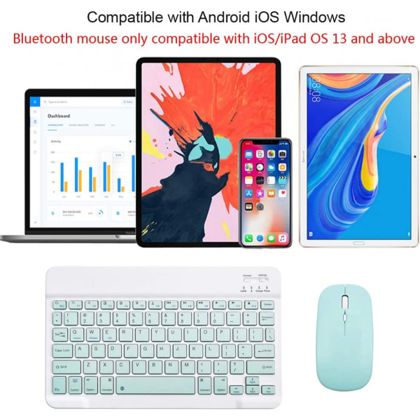 Ladattava Bluetooth-näppäimistö ja hiiri -yhdistelmä, ultraohut kannettava kompakti langaton hiiri-näppäimistösetti Android Windows -tabletille