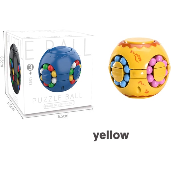 2 i 1 Roterende Fidget Spinner Magic Bean Infinity Cube Stressbold Voksne Børn Unisex-børn Pædagogisk puslespil (gul)