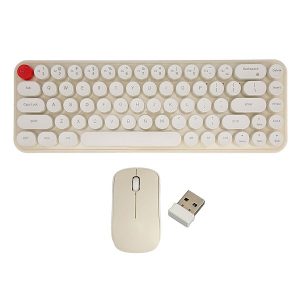 Langaton näppäimistö ja hiiri -yhdistelmä, Mini Portable Retro Silent 2.4G Wireless 68 Keys Office Keyboard Mouse Set Beige