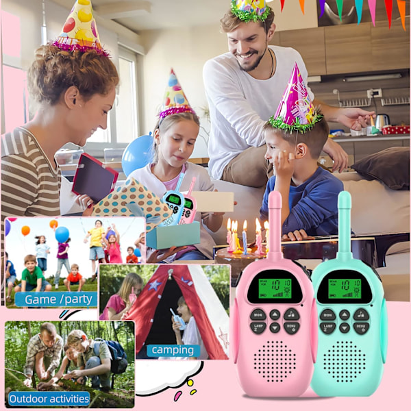 Walkie Talkies för barn Uppladdningsbara 1500Mah Lång räckvidd Walkie Talkie för pojkar flickor, med 22 kanaler 2-vägs radio och LCD-skärm, leksaker present, 2 st