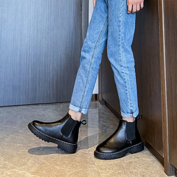 Herr PU Läder Stövlar Casual Mjuk Gummi Sula Andas Anti Halk Business Ankel Stövlar Black 41