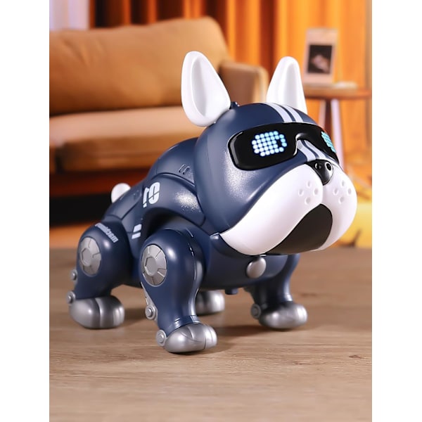 Blå robot hundelegetøj robot hvalp hund til børn, elektroniske kæledyr bulldog til børn 3-8, kan danse og LED-øjne, opfører sig som en rigtig hund, robo hund gaver