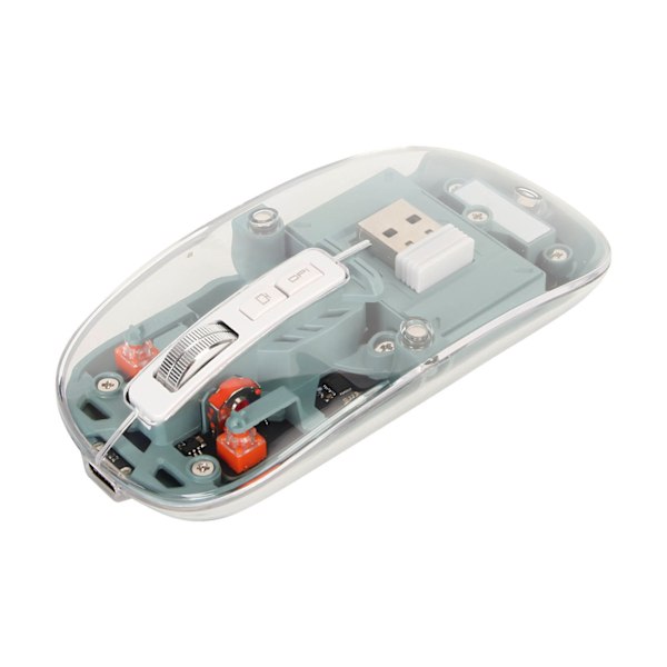 Trådlös Bluetooth-mus Transparent Clear Cool Shell Mute Click Färgglada Andningsljus Bärbar datormöss Grön