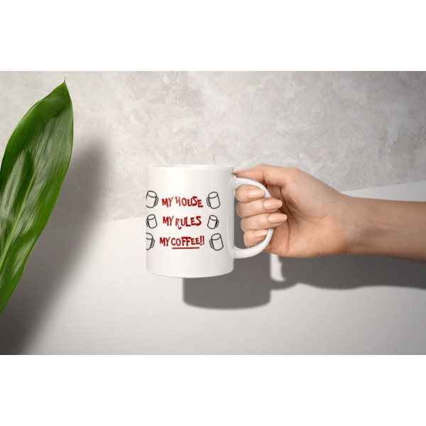 Mitt hus, mine regler, min krus Kniver Hvit Kaffe Krus Hjem Keramisk Kontor Krus 11oz