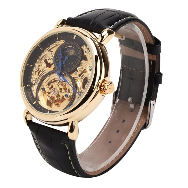 FORSINING Vattentät Automatisk Mekanisk Watch Herr PU Armband Watch Svart Guld