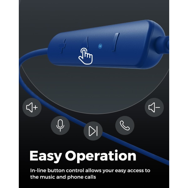 Q30 HD+ Bluetooth-hodetelefoner i-øret stereo trådløse 5.2 magnetiske øretelefoner IPX5 svettebestandige ørepropper med mikrofon for sport, 10 mm drivere, aptX-HD, 12 timer Blue