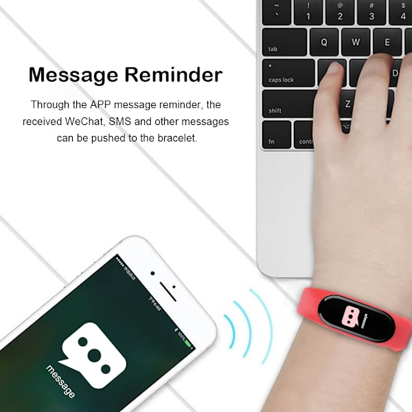 Bluetooth Smart Armband Klocka Hjärtfrekvens Fitness Tracker Hjärtfrekvens Blodtryck (Röd)