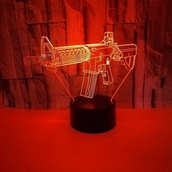 3D Pistol Nattelys LED Lampe Illusions 7 Farge Skiftende Berøringsbryter Bord Skrivebord Dekor Lamper Bursdag Jul Gave Akryl USB Kabel Leke